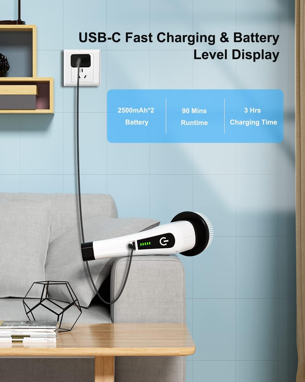 9-in-1 Electric Cleaning Brush Set with Extension Pole, 9 Interchangeable Heads, IPX7 Waterproof, 2500mAh Rechargeable Battery